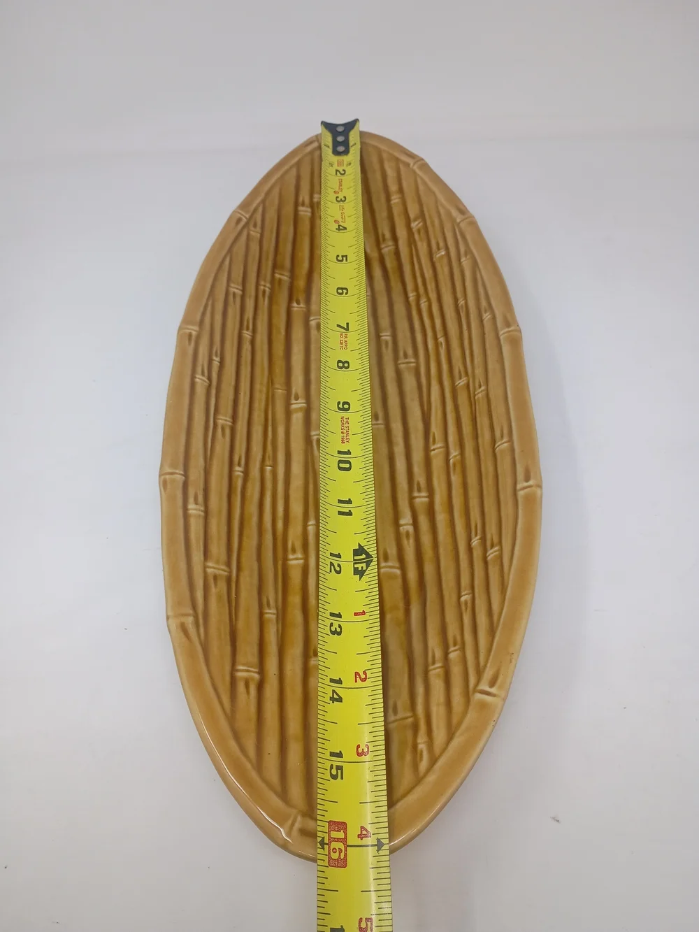Home Studio Monterey Collection Tan Ceramic Bamboo Serving Platter